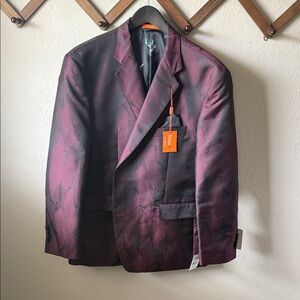 TALLIA Maroon Patterned Double-Breasted Sport Coat